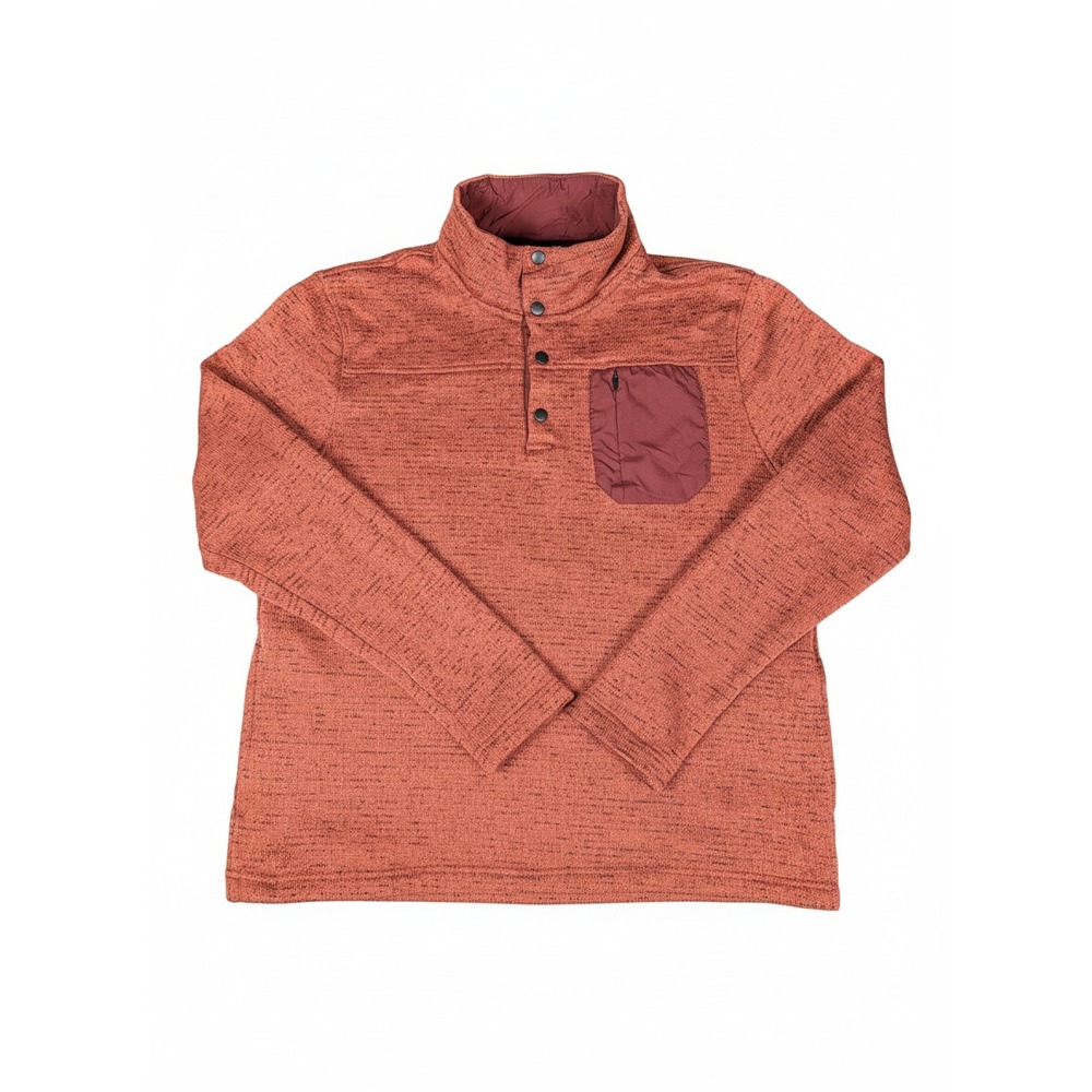 American Outback Men's XL Rust Fleece Quarter Snap‎ Pullover Mock Neck Sweater